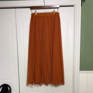 SHEIN Vibrant Orange Sheer Mesh Maxi Skirt Size M